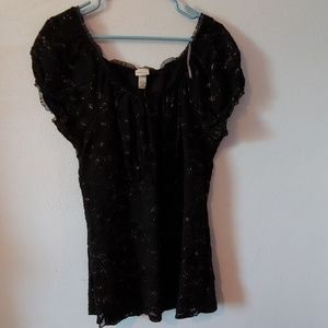 NWT Venezia Black & Silver  Lace Top Sz 18/20